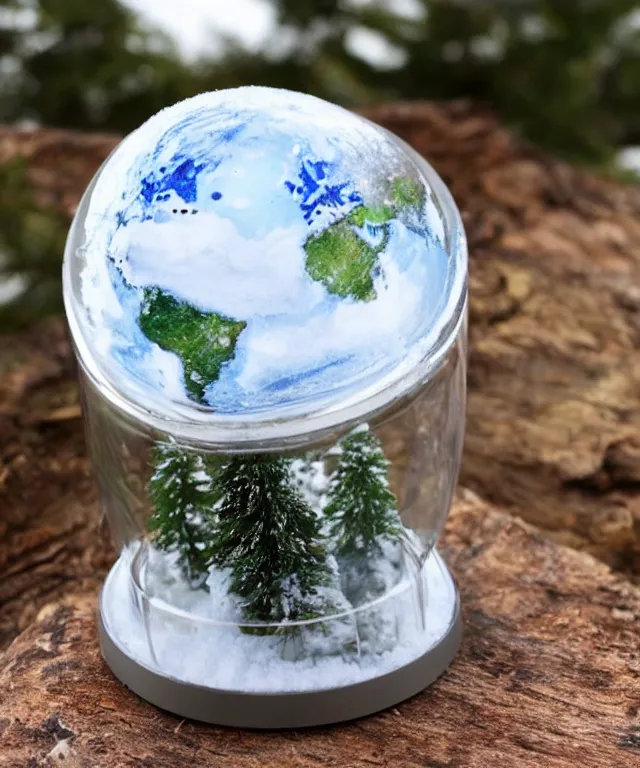 Image similar to a snow globe with planet earth inside