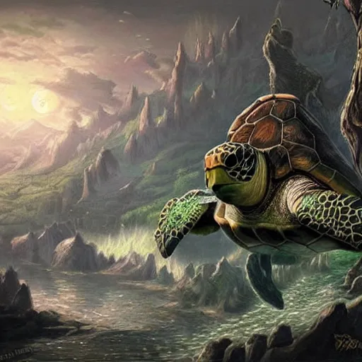 Image similar to World Turtle, epic fantasy art