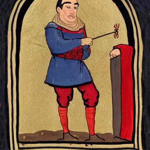 Image similar to elon musk as a smug peasant in medieval times, oil on canvas