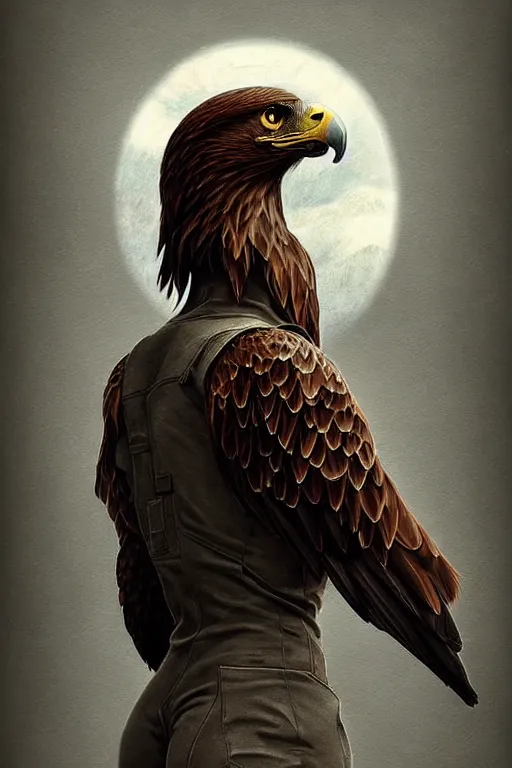 Prompt: epic professional digital art of female anthropomorphic eagle wearing air force jumpsuit, painting, by leesha hannigan, iris van herpen, artstation, cgsociety, wlop, epic, much wow, much detail, gorgeous, detailed, cinematic, masterpiece