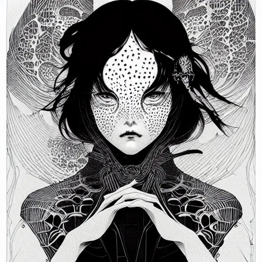 Image similar to portrait soft light, by killian eng and joe fenton and conrad roset, inspired by akira anime, etching, fine, sharp high detail, screen print,