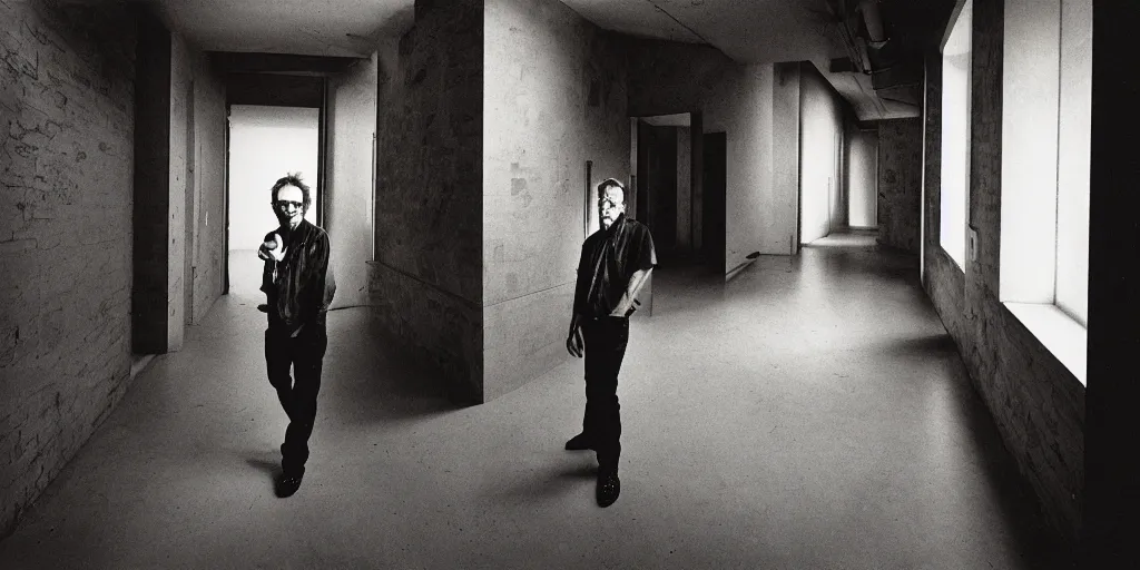 Prompt: award winning photo of JOHN ZORN ENTERING A BUILDING, vivid colors, happy, symmetrical face, beautiful eyes, studio lighting, wide shot art by Sally Mann & Arnold Newman