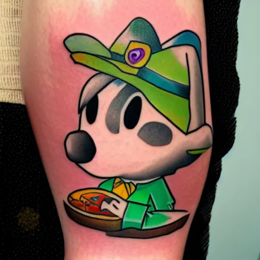 Image similar to A tattoo of Blathers from Animal Crossing