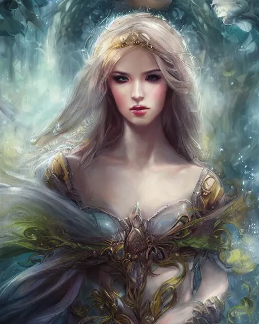 Image similar to a beautiful female fantasy portrait by laura sava