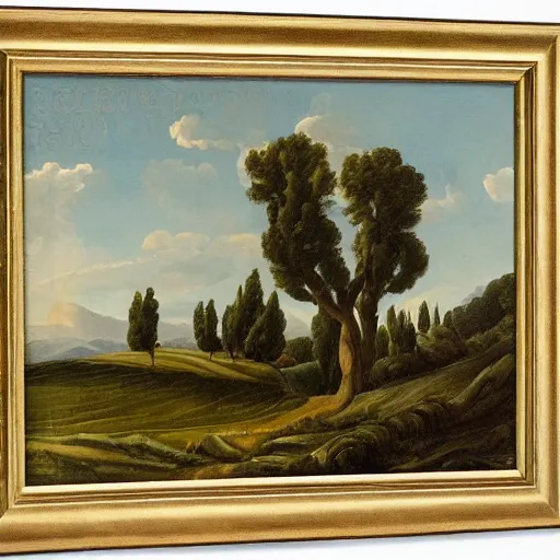 Prompt: Landscape with cypresses by Ferdinand Keller