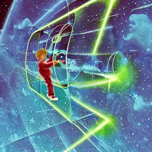 Image similar to A illustration. A rip in spacetime. Did this device in his hand open a portal to another dimension or reality?! Imgur by Wendy Froud ornamented