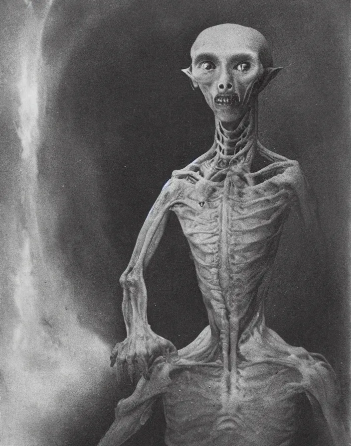 Image similar to portrait of an alien, historical photo, 1 8 8 4