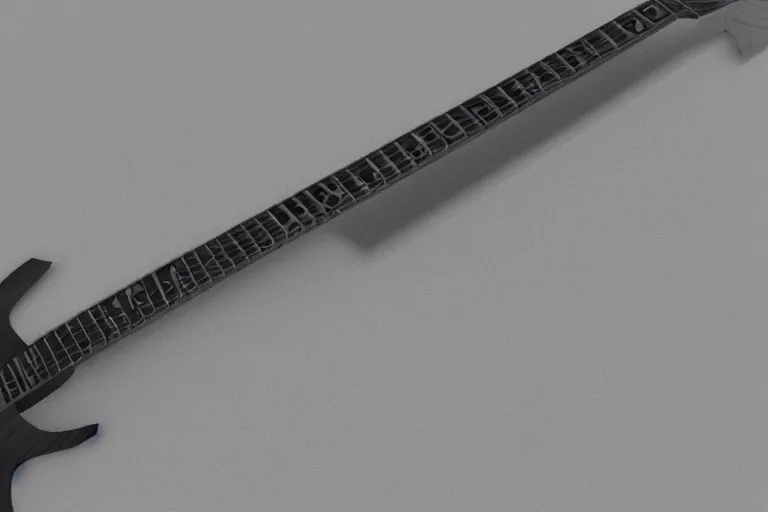 Image similar to junji ito guitar, 3d render