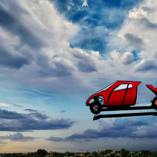 Image similar to flying car going through the sky