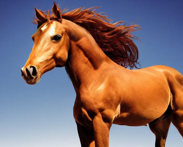 Prompt: color studio photo of sarah jessica parker combined with a horse, centaur, half human half horse