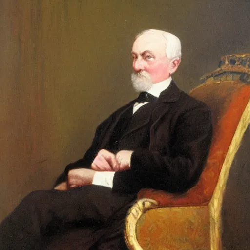 Image similar to portrait of an edwardian inventor, painted by charles edward halle