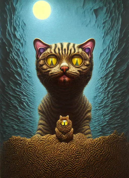 Image similar to hyper detailed 3d render like an Oil painting - A cat bear chimera by Jacek Yerka, Mariusz Lewandowski, Houdini algorithmic generative render, Abstract brush strokes, Masterpiece, Edward Hopper and James Gilleard, Zdzislaw Beksinski, Mark Ryden, Wolfgang Lettl, hints of Yayoi Kasuma, octane render, 8k