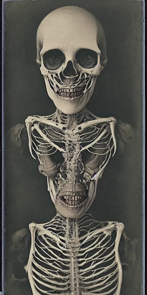 Image similar to an 1 9 1 0 polaroid photography of a very sad and detailed rotten woman corpse with fractal ornate growing around her face muscles, veins, arteries, bones, anatomical, skull, eye, ears, full body, intricate, surreal, ray caesar, john constable, guy denning, dan hillier, black and white