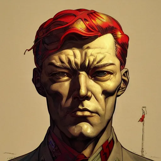 Image similar to prompt : soviet doomer portrait soft light painted by james jean and katsuhiro otomo and erik jones, inspired by akira anime, smooth face feature, intricate oil painting, high detail illustration, sharp high detail, manga and anime 1 9 9 9