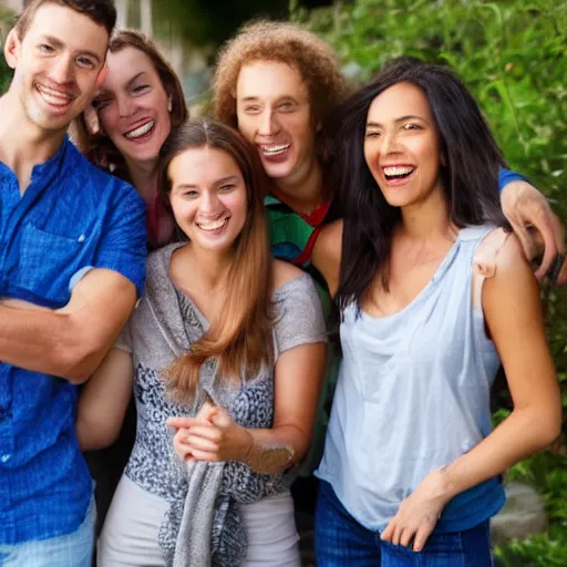 Image similar to a group of friends smiling into the camera