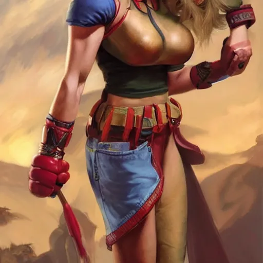 Prompt: phoebe buffay as cammy street fighter, long blonde hair, ultra realistic, concept art, intricate details, highly detailed, photorealistic, octane render, 8 k, unreal engine, art by frank frazetta, simon bisley, brom