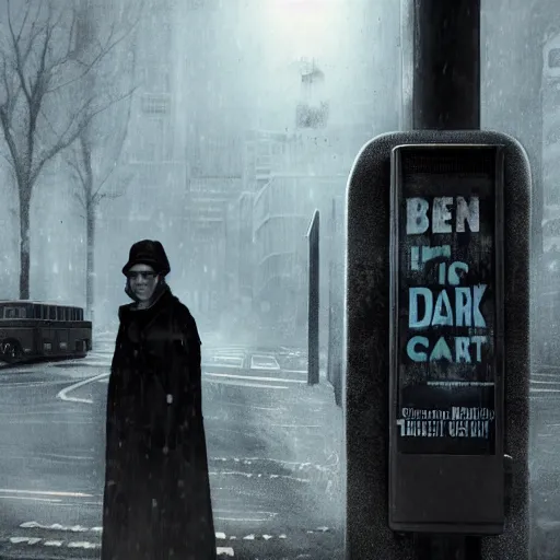 Prompt: bus stop at silent dark city, Waya Steurbaut entertainment, cinematic, dark, detailed 1000K, inspiring