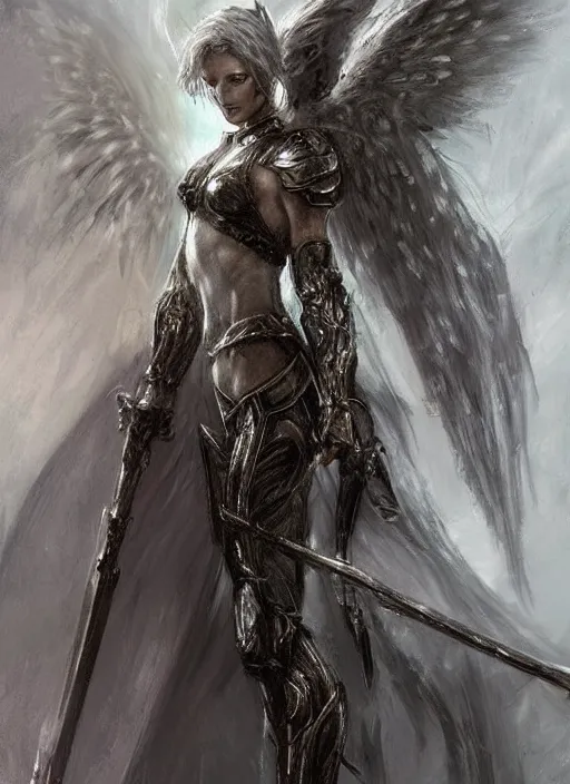 Image similar to concept art, angel knight girl. by artstation trending, by joseph mallord william turner, luis royo, highly detailed