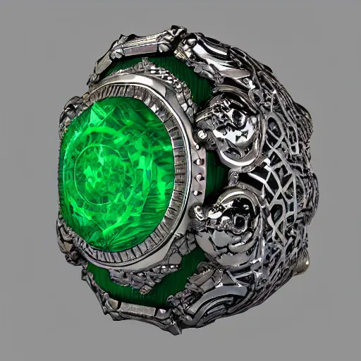 Prompt: ornate emerald dragon ring +4k, unreal engine, octane render,