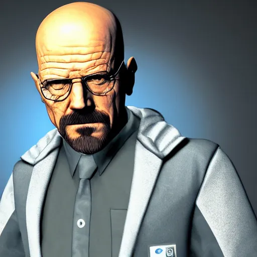 Image similar to heisenberg from breaking bad using a h. e. v. suit from half life, ultra detailed, photography, half life, valve