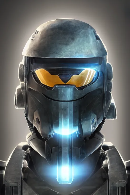 Image similar to robot ninja mask helmet halo master chief radiating a glowing aura global illumination ray tracing hdr fanart arstation by ian pesty and katarzyna da „ bek - chmiel