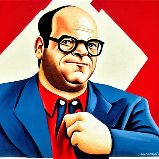 Image similar to a socialist realist mural of george costanza