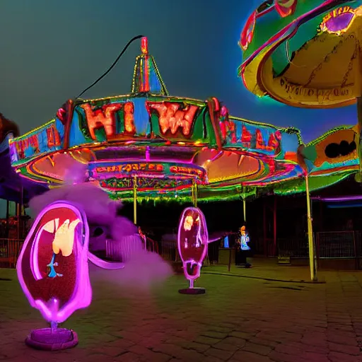 Image similar to ghosts in an amusement park, photograph