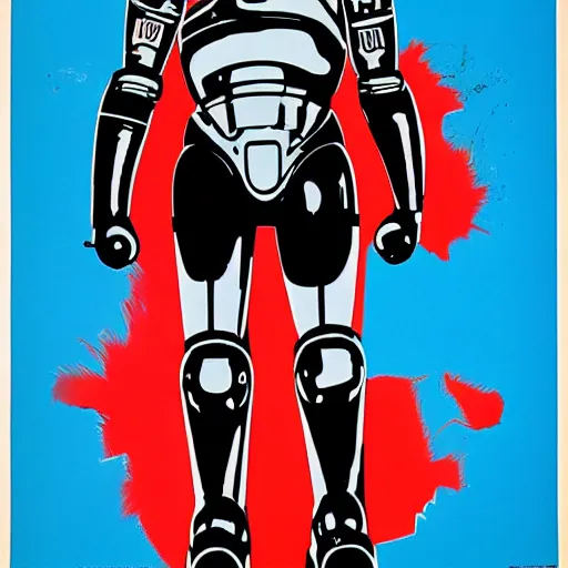 Image similar to RoboCop silkscreen poster by Andy Warhol