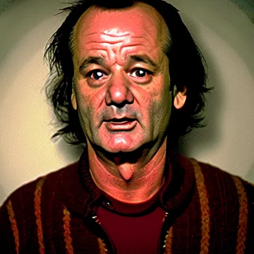 Prompt: bill murray plays jack torrance in the shining, movie still, promotional shot