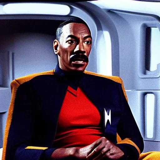 Prompt: a promotional still of Eddie Murphy in Star Trek 1966.