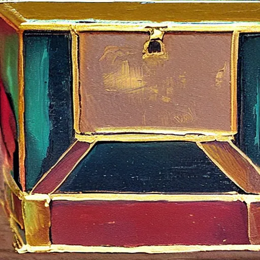 Prompt: a painting of golden box