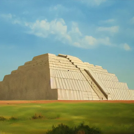 Image similar to a beautiful painting of a ziggurat, photorealist, 4 k