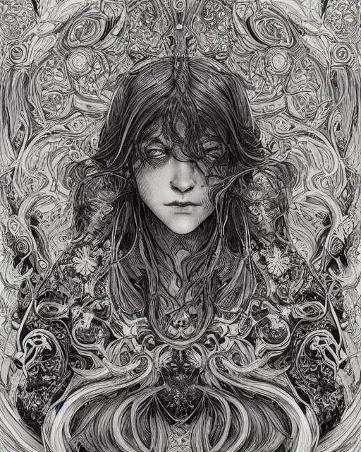 Prompt: portrait of a man, baroque style, elegant, beautiful, mesmerizing, concept art, intricate linework, detailed and intricate environment, artstation, inspired by monstress, sana takeda