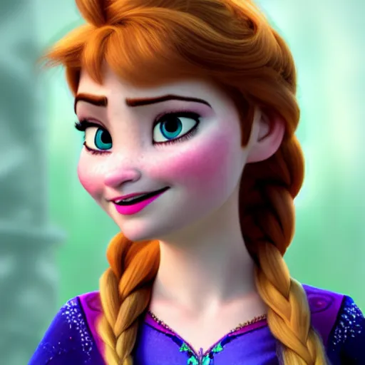 Prompt: anna from frozen as a real woman, ultra realistic, 8 k, highly detailed