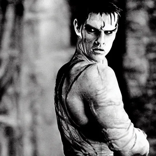 Image similar to tom cruise as frankenstein, black and white