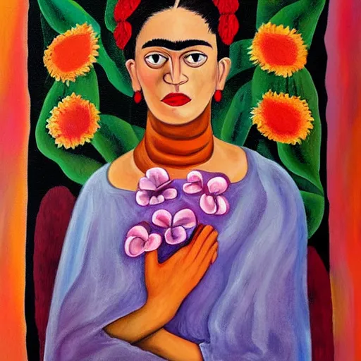 Image similar to a painting about loss in the style of frida kahlo