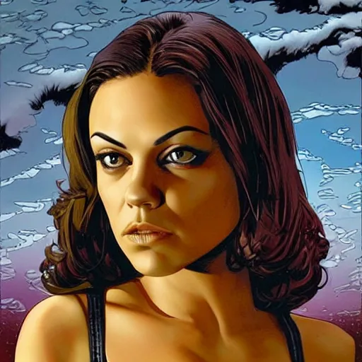 Prompt: mila kunis by artgem by brian bolland by alex ross by artgem by brian bolland by alex rossby artgem by brian bolland by alex ross by artgem by brian bolland by alex ross
