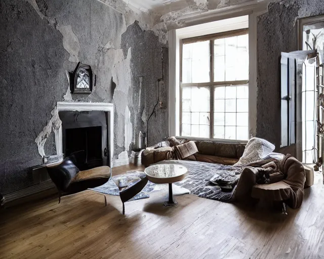 Image similar to Liminal space underwater, stucco walls, clean floors, maximalist, cosy