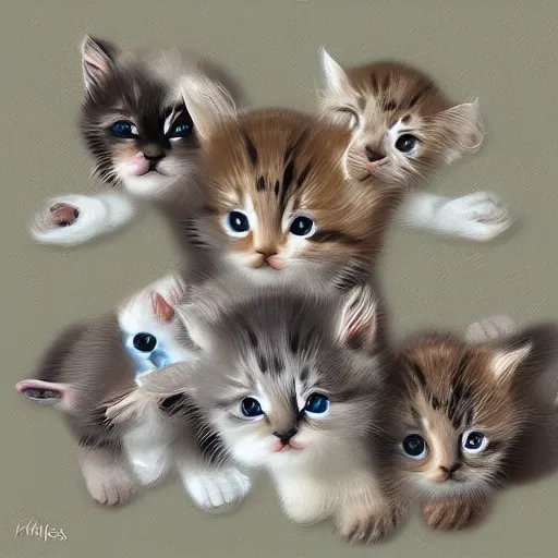 Image similar to traffic jam of kittens, digital art