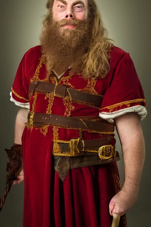 Prompt: a portrait of young brian blessed as godric gryffindor, cinematic lighting