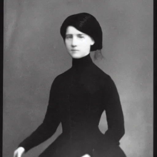 Image similar to high quality photo of a young noblewoman wearing black in mourning taken in 1 8 8 6