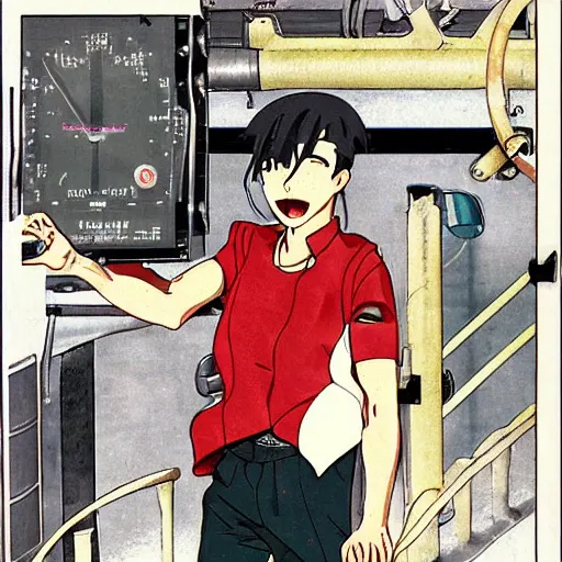 Image similar to old charismatic mechanic, old anime style