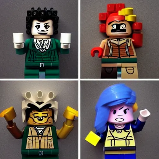 Prompt: league of legends characters made out of lego