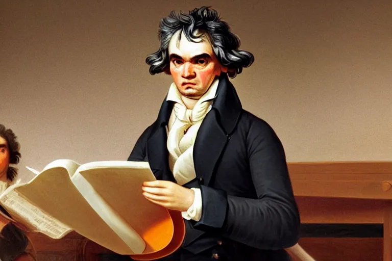 Prompt: a photo of beethoven doing the floss on tiktok, app screenshot, photorealistic, 8 k