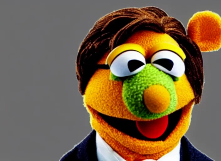 Prompt: photo of muppet dwight schrute