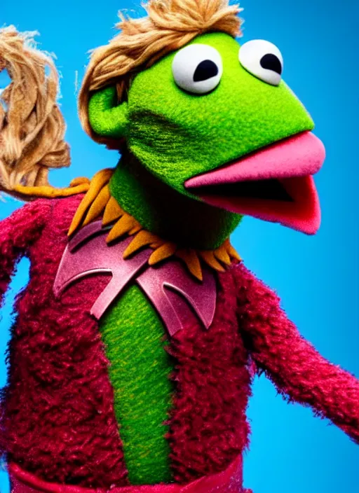 Image similar to studio portrait still of muppet thor from avengers infinity war as a muppet muppet as a muppet, 8 k, studio lighting, key light,