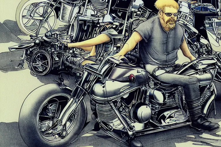 Prompt: an american chopper rider by Katsuhiro Ōtomo