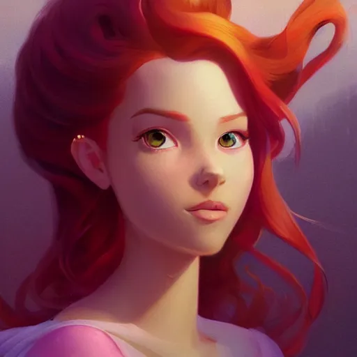 Image similar to painted portrait of princess ariel, fantastically pastel colors, octane render, matte painting concept art, official fanart behance hd artstation by jesper elsing, by rhads and makoto shinkai and lois van baarle and ilya kuvshinov and rossdraws