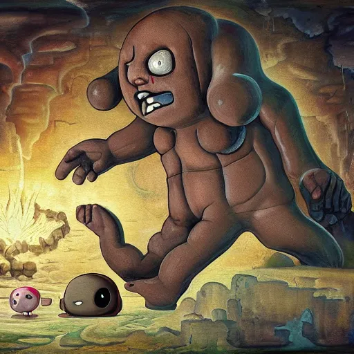 Image similar to the binding of isaac, surrealism