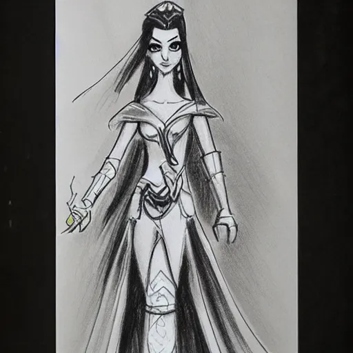 Image similar to milt kahl sketch of victoria justice as princess padme from star wars episode 3